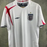 2006 England Home White Retro Soccer Jersey
