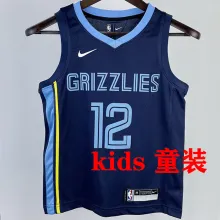 Grizzlies MORANT #12 Sapphire Blue Kids NBA Jersey 热压