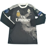 RONALDO # 7 RM Black Dragon Retro Long Sleeve Jersey 2014/15 (Have All Patch) (2014+10) 全套章 ★★