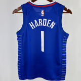 Clippers HARDEN #1 Blue Kids NBA Jersey 热压