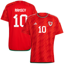 RAMSEY #10 Wales Home Red Fans Jersey 2022/23 ★★