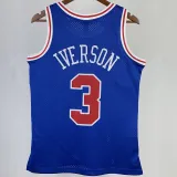 1996/97 76ers IVERSON #3 Blue Retro NBA Jerseys 热压