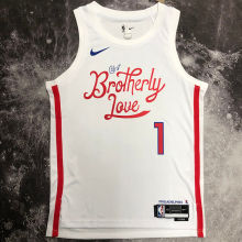 76ers HARDEN #1 City Edition White NBA Jerseys
