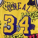 1996/97 Lakers ONEAL #34 Yellow Retro NBA Jerseys 热压