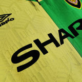 1992/94 M Utd Yellow And Green Long Sleeve Retro Soccer Jersey