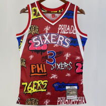 1996/97 76ers IVERSON #3 Red Retro NBA Jerseys 热压