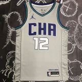 Hornets OUBREJR. #12 Grey NBA Jerseys