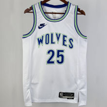 2023/24 Timberwolves ROSE # 25 White Retro NBA Jerseys 热压