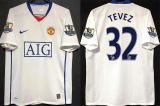 TEVEZ #32 M Utd White Retro Jersey 2008/09 (Have Patch 带 07/08 CHAMPIONS 金 英超双臂章 FA Premier League Font 英超字体 ) ★★