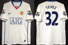 TEVEZ #32 M Utd White Retro Jersey 2008/09 (Have Patch 带 07/08 CHAMPIONS 金 英超双臂章 FA Premier League Font 英超字体 ) ★★