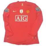 RONALDO #7 2007-08 M Utd Home Red Long Sleeve Retro Jersey League Version 联赛版带06/07英超双金章 ★★