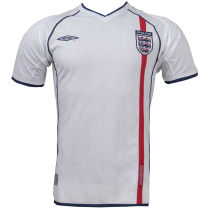 2002 England Home White Retro Soccer Jersey