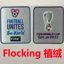 植绒 FIFA WORLD CUP QATAR 2022 White And White Flocking Patch (You can buy it alone OR tell us which jersey to print it on. ) 世界杯白+白 植绒