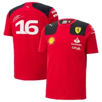 2023 Ferrari F1 Charles Leclerc #16 Red Team T-Shirt 圆领