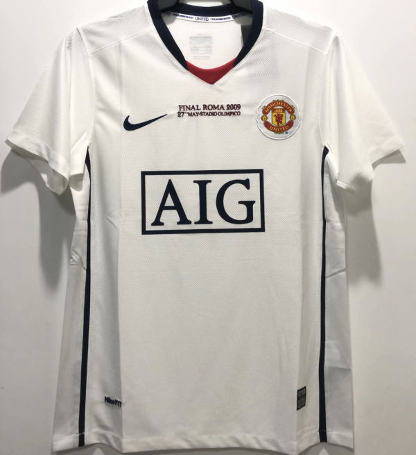 2008/09 M Utd Away White Retro UCL Version Soccer Jersey（胸前有绣欧冠决赛小字）
