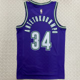 The Bucks ANTETOKOUNMPO #34 purple Retro NBA Jerseys