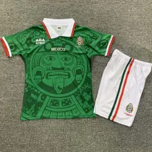 1998 Mexico Home Green Retro Kids Soccer Jersey