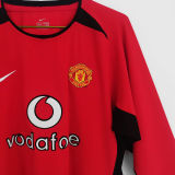 2002/04 M Utd Home Long Sleeve Retro Soccer Jersey