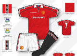 1998/99 M Utd Home Red Long Sleeve Retro Soccer Jersey