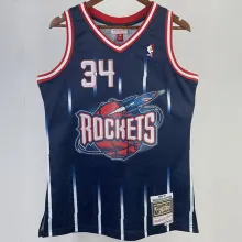 1996/97 Rockets OLAJUWON #34 Blue Retro NBA Jerseys 热压