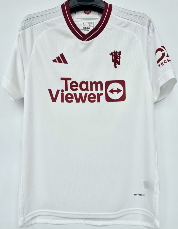 2023/24 M Utd 1:1 Quality Third White Fans Soccer Jersey