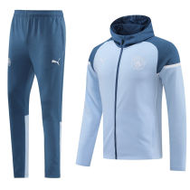2024 Man City Blue Gray Hoody Zipper Jacket Tracksuit
