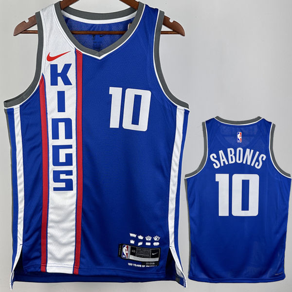 2024 Kings SABONIS #10 Blue City Edition NBA Jerseys 热压