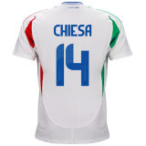 CHIESA #14 Italy 1:1 Quality Away White Fans Jersey 2024/25 ★★