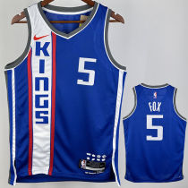 2024 Kings FOX #5 Blue City Edition NBA Jerseys 热压
