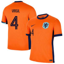 VIRGIL #4 NL Home Orange Fans Soccer Jersey 2024/25 ★★