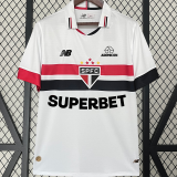 2024/25 Sao Paulo 1:1 Home White Fans Soccer Jersey (All Sponsor 全广告)
