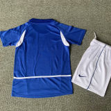 2002 Brazil Away Blue Retro Kids Soccer Jersey