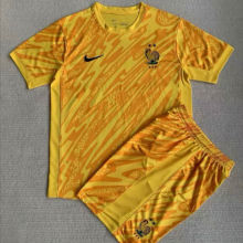 2024/25 France Yellow Goalkeeper Kids Soccer Jersey