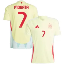 MORATA #7 Spain 1:1 Quality Away Yellow Fans Jersey 2024/25 ★★