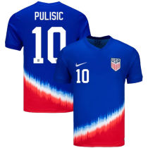 PULISIC #10 U.S 1:1 Quality Away Blue Red Fans Soccer Jersey 2024/25 ★★
