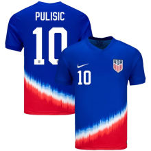 PULISIC #10 U.S 1:1 Quality Away Blue Red Fans Soccer Jersey 2024/25 ★★