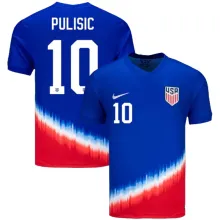 PULISIC #10 U.S 1:1 Quality Away Blue Red Fans Soccer Jersey 2024/25 ★★