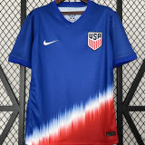 PULISIC #10 U.S 1:1 Quality Away Blue Red Fans Soccer Jersey 2024/25 ★★