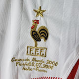 2006 France Away White Retro Long Sleeve Soccer Jersey