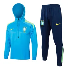 2024/25 Brazil Blue Hoody Zipper Jacket Tracksuit