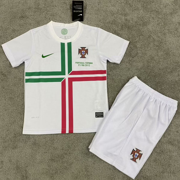 2012 Portugal Away White Retro Kids Soccer Jersey
