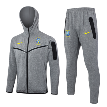 2024/25 Brazil Grey Hoody Zipper Jacket Tracksuit