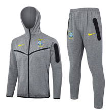 2024/25 Brazil Grey Hoody Zipper Jacket Tracksuit