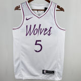 Timberwolves EDWARDS #5 White NBA Jerseys