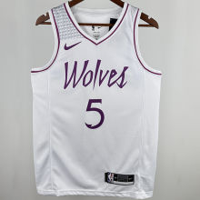 Timberwolves EDWARDS #5 White NBA Jerseys