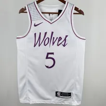 Timberwolves EDWARDS #5 White NBA Jerseys