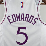 Timberwolves EDWARDS #5 White NBA Jerseys
