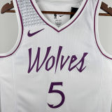 Timberwolves EDWARDS #5 White NBA Jerseys