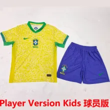 2024/25 Brazil Home Yellow Player Version Kids Jersey 球员版童装
