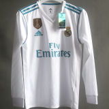 2017/18 RM Home White Retro Player Version Long Sleeve Jersey 球员版带胸前章